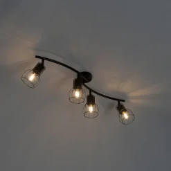 QAZQA Deckenstrahler|Aufbaustrahler*Moderne Deckenleuchte schwarz 86 cm 4-Licht - Botu