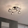 QAZQA Schlafzimmerlampen|Küchenlampen*Moderne Deckenleuchte Schwarz mit Rauchglas 4-flammig - Alanis
