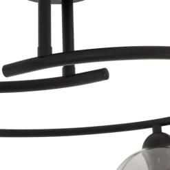 QAZQA Schlafzimmerlampen|Küchenlampen*Moderne Deckenleuchte Schwarz mit Rauchglas 4-flammig - Alanis