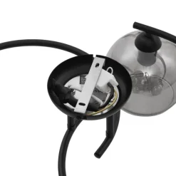 QAZQA Schlafzimmerlampen|Küchenlampen*Moderne Deckenleuchte Schwarz mit Rauchglas 4-flammig - Alanis