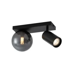 QAZQA Deckenleuchten|Wohnzimmerlampen*Moderne Deckenleuchte schwarz 2-flammig neigbar - Lesly