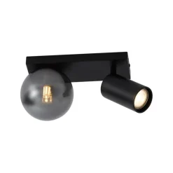 QAZQA Deckenleuchten|Wohnzimmerlampen*Moderne Deckenleuchte schwarz 2-flammig neigbar - Lesly