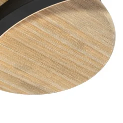 QAZQA Led-Deckenleuchten|Deckenleuchten*Moderne Deckenleuchte Schwarz mit Holz inkl. LED 3-Stufen-Dimmbar - Alec