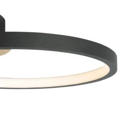 QAZQA Led-Deckenleuchten|Deckenleuchten*Moderne Deckenleuchte Schwarz mit Holz inkl. LED 3-Stufen-Dimmbar - Alec