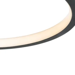 QAZQA Led-Deckenleuchten|Deckenleuchten*Moderne Deckenleuchte Schwarz mit Holz inkl. LED 3-Stufen-Dimmbar - Alec