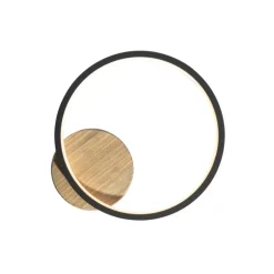 QAZQA Led-Deckenleuchten|Deckenleuchten*Moderne Deckenleuchte Schwarz mit Holz inkl. LED 3-Stufen-Dimmbar - Alec