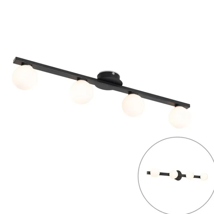 QAZQA Badezimmerlampen|Deckenleuchten Außen*Moderne Deckenleuchte schwarz IP44 4-flammig - Cederic