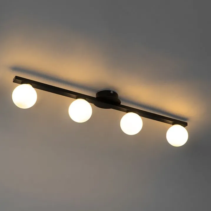 QAZQA Badezimmerlampen|Deckenleuchten Außen*Moderne Deckenleuchte schwarz IP44 4-flammig - Cederic