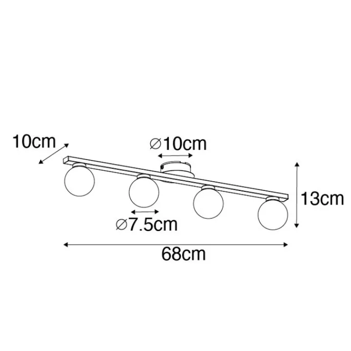 QAZQA Badezimmerlampen|Deckenleuchten Außen*Moderne Deckenleuchte schwarz IP44 4-flammig - Cederic