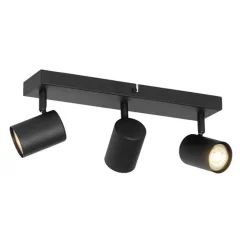 QAZQA Schlafzimmerlampen|Küchenlampen*Moderne Deckenleuchte schwarz 3-flammig verstellbar rechteckig - Jeana