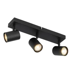 QAZQA Schlafzimmerlampen|Küchenlampen*Moderne Deckenleuchte schwarz 3-flammig verstellbar rechteckig - Jeana