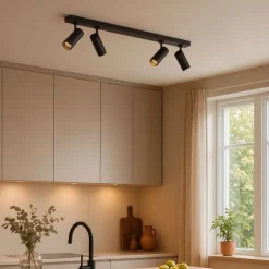 QAZQA Professional Schlafzimmerlampen|Küchenlampen*Moderne Deckenleuchte Schwarz inkl. LED Dimmbar 4-Lichter - Tate