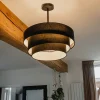 QAZQA Schlafzimmerlampen|Küchenlampen*Moderne Deckenleuchte schwarz 45 cm 3-flammig - Drum Trio
