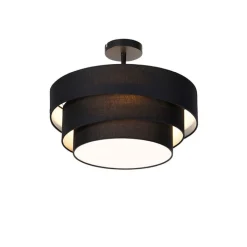 QAZQA Schlafzimmerlampen|Küchenlampen*Moderne Deckenleuchte schwarz 45 cm 3-flammig - Drum Trio