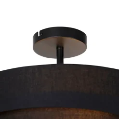 QAZQA Schlafzimmerlampen|Küchenlampen*Moderne Deckenleuchte schwarz 45 cm 3-flammig - Drum Trio