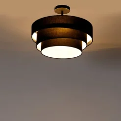 QAZQA Schlafzimmerlampen|Küchenlampen*Moderne Deckenleuchte schwarz 45 cm 3-flammig - Drum Trio