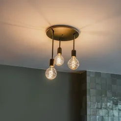 QAZQA Deckenleuchten|Wohnzimmerlampen*Moderne Deckenleuchte schwarz 3-flammig - Facil