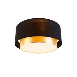 QAZQA Deckenleuchten|Wohnzimmerlampen*Moderne Deckenleuchte schwarz mit gold 50 cm 3-flammig - Drum Duo
