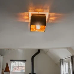 QAZQA Deckenleuchten|Wohnzimmerlampen*Moderne Deckenleuchte schwarz mit Gold - VT 1