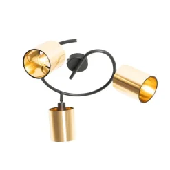 QAZQA Deckenstrahler|Aufbaustrahler*Moderne Deckenleuchte schwarz mit goldenem 3-Licht - Lofty