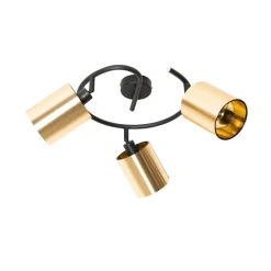 QAZQA Deckenstrahler|Aufbaustrahler*Moderne Deckenleuchte schwarz mit goldenem 3-Licht - Lofty