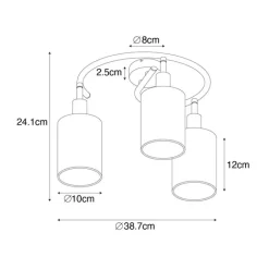 QAZQA Deckenstrahler|Aufbaustrahler*Moderne Deckenleuchte schwarz mit goldenem 3-Licht - Lofty