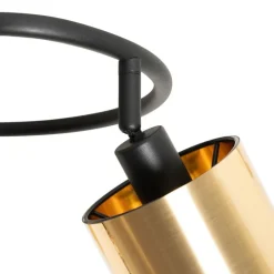 QAZQA Deckenstrahler|Aufbaustrahler*Moderne Deckenleuchte schwarz mit goldenem 3-Licht - Lofty