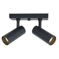 QAZQA Professional Led-Deckenleuchten|Deckenleuchten*Moderne Deckenleuchte Schwarz inkl. LED Dimmbar 2-flammig - Tate