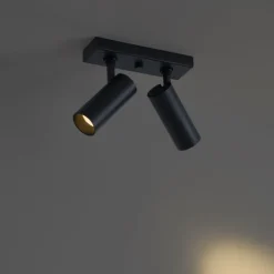 QAZQA Professional Led-Deckenleuchten|Deckenleuchten*Moderne Deckenleuchte Schwarz inkl. LED Dimmbar 2-flammig - Tate