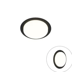 QAZQA Gartenbeleuchtung|Badezimmerlampen*Moderne Deckenleuchte schwarz rund inkl. LED IP44 - Lys