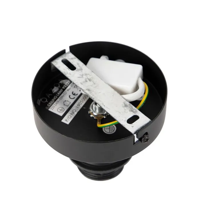 QAZQA Deckenleuchten|Wohnzimmerlampen*Moderne Deckenleuchte schwarz mit goldenem 47 cm Duo-Schirm - Combi