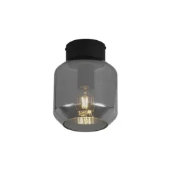 QAZQA Deckenleuchten|Wohnzimmerlampen*Moderne Deckenleuchte schwarz mit Rauchglas - Stiklo