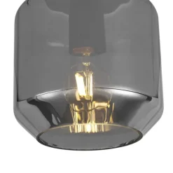 QAZQA Deckenleuchten|Wohnzimmerlampen*Moderne Deckenleuchte schwarz mit Rauchglas - Stiklo