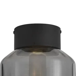 QAZQA Deckenleuchten|Wohnzimmerlampen*Moderne Deckenleuchte schwarz mit Rauchglas - Stiklo