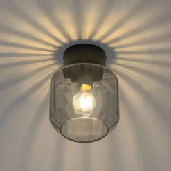 QAZQA Deckenleuchten|Wohnzimmerlampen*Moderne Deckenleuchte schwarz mit Rauchglas - Stiklo