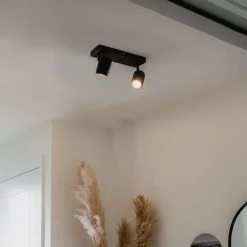 QAZQA Schlafzimmerlampen|Küchenlampen*Moderne Deckenleuchte schwarz 2-flammig Verstellbar Rechteckig - Jeana