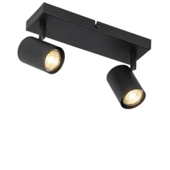 QAZQA Schlafzimmerlampen|Küchenlampen*Moderne Deckenleuchte schwarz 2-flammig Verstellbar Rechteckig - Jeana