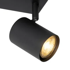 QAZQA Schlafzimmerlampen|Küchenlampen*Moderne Deckenleuchte schwarz 2-flammig Verstellbar Rechteckig - Jeana