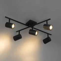 QAZQA Deckenstrahler|Aufbaustrahler*Moderne Deckenleuchte schwarz 5-flammig verstellbar quadratisch - Jeana