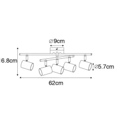 QAZQA Deckenstrahler|Aufbaustrahler*Moderne Deckenleuchte schwarz 5-flammig verstellbar quadratisch - Jeana