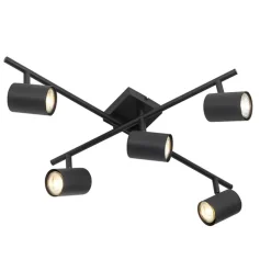 QAZQA Deckenstrahler|Aufbaustrahler*Moderne Deckenleuchte schwarz 5-flammig verstellbar quadratisch - Jeana