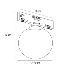 QAZQA Deckenstrahler|Aufbaustrahler*Moderne Deckenleuchte schwarz mit weißem Glas für 1-Phasen-Schienensystem - Slimline Eira