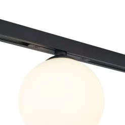 QAZQA Deckenstrahler|Aufbaustrahler*Moderne Deckenleuchte schwarz mit weißem Glas für 1-Phasen-Schienensystem - Slimline Eira