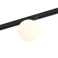 QAZQA Deckenstrahler|Aufbaustrahler*Moderne Deckenleuchte schwarz mit weißem Glas für 1-Phasen-Schienensystem - Slimline Eira