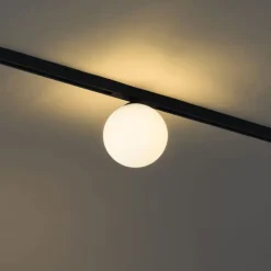 QAZQA Deckenstrahler|Aufbaustrahler*Moderne Deckenleuchte schwarz mit weißem Glas für 1-Phasen-Schienensystem - Slimline Eira