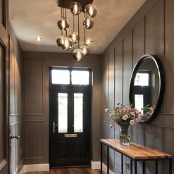 QAZQA Deckenleuchten|Esszimmerlampen*Moderne Deckenleuchte schwarz 9-Licht mit Rauchglas - Athen