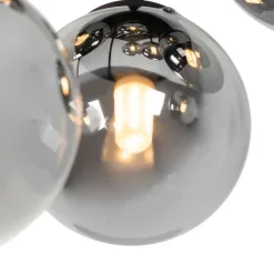 QAZQA Deckenleuchten|Esszimmerlampen*Moderne Deckenleuchte schwarz 9-Licht mit Rauchglas - Athen