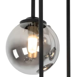 QAZQA Deckenleuchten|Esszimmerlampen*Moderne Deckenleuchte schwarz 9-Licht mit Rauchglas - Athen