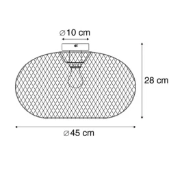 QAZQA Deckenleuchten|Wohnzimmerlampen*Moderne Deckenleuchte schwarz 45 cm - Mesh Ball