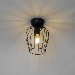 QAZQA Deckenleuchten|Wohnzimmerlampen*Moderne Deckenleuchte Schwarz Draht - Palica